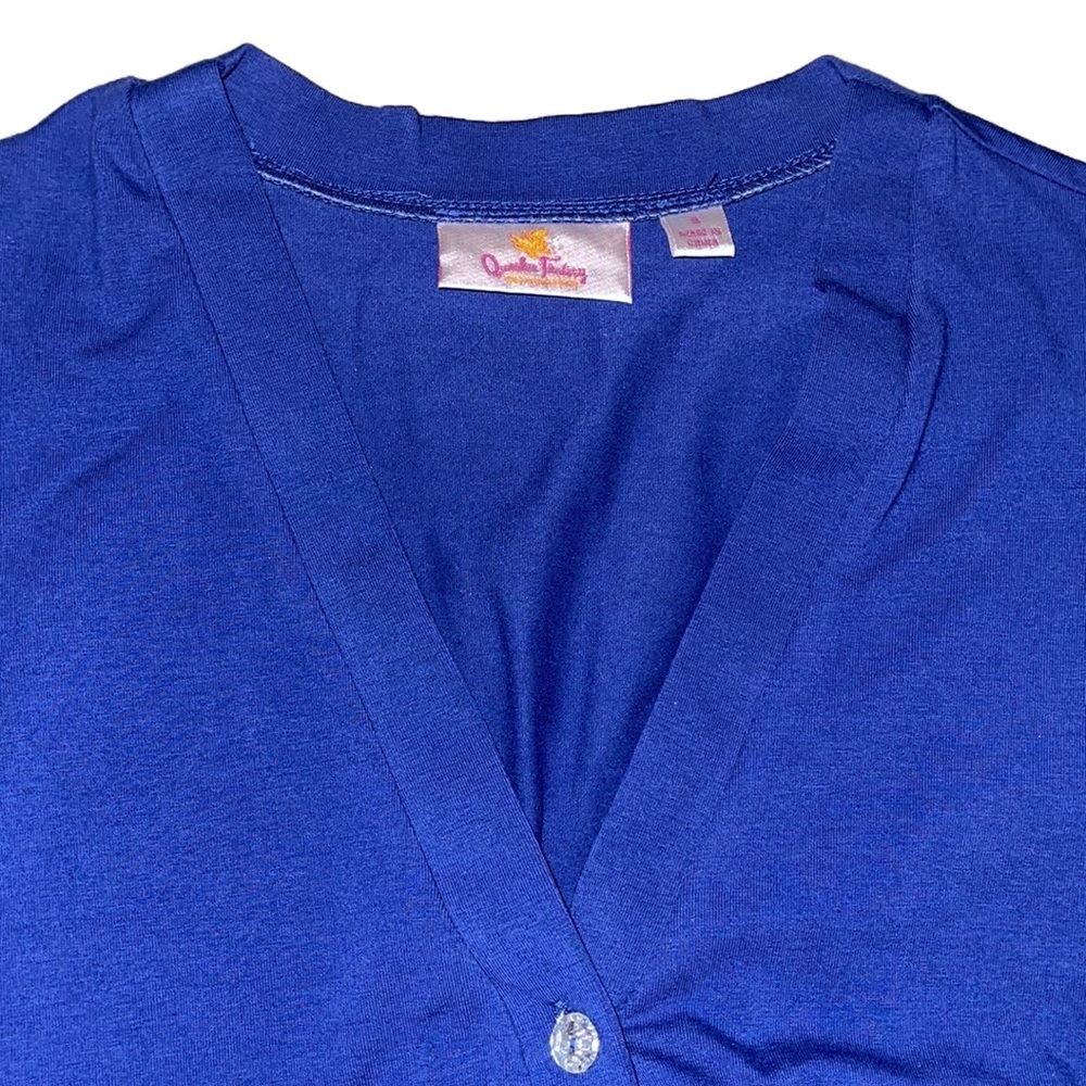 Quacker Factory Navy Blue Long Sleeve Knit Cardigan Rhinestone Pockets Small - Picture 4 of 7
